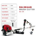 Balwaan BX‑35 Multi-Function Backpack Brush Cutter (35 cc, 2‑Stroke Engine, Grass Cutting + Chainsaw + Tiller Attachments) - Image 3