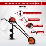 Balwaan Trolley Earth Auger 63cc ( 8" / 12" / 8+12 Inch Bit Optional, 2-Stroke Petrol Engine) – Heavy Duty Auger Machine for Farming, Fencing & Plantation - Image 3
