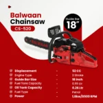 Balwaan CS‑520 Chainsaw | 52 cc 2‑Stroke Petrol Engine, 18 Inch Guide Bar - Image 6