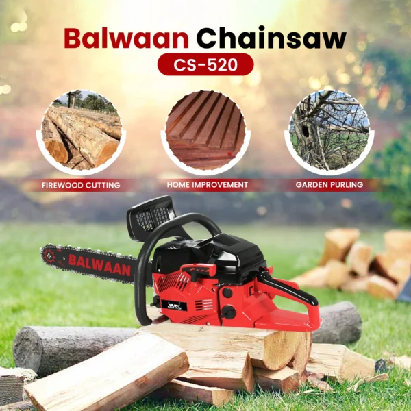 Balwaan CS‑520 Chainsaw | 52 cc 2‑Stroke Petrol Engine, 18 Inch Guide Bar - Image 7