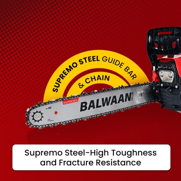 Balwaan BS‑280 Supremo Chainsaw | 62 cc 2‑Stroke Engine, 18″ Guide Bar, Free Sharpening Kit & 2T Oil - Image 8