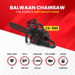 Balwaan CS‑580 Ultimate Chainsaw | 58 cc 2-Stroke Engine, 24 Inches Guide Bar - Image 3