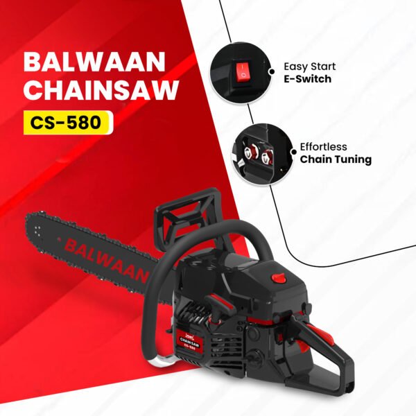 Balwaan CS‑580 Ultimate Chainsaw | 58 cc 2-Stroke Engine, 24 Inches Guide Bar - Image 4