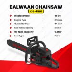 Balwaan CS‑580 Ultimate Chainsaw | 58 cc 2-Stroke Engine, 24 Inches Guide Bar - Image 6