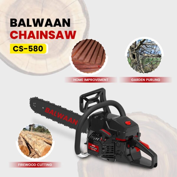 Balwaan CS‑580 Ultimate Chainsaw | 58 cc 2-Stroke Engine, 24 Inches Guide Bar - Image 7