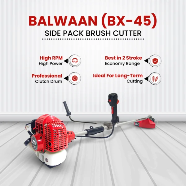 Balwaan BX‑45 Side Pack Brush Cutter (45cc, 2-Stroke Engine, Heavy-Duty Agricultural Use) - Image 2