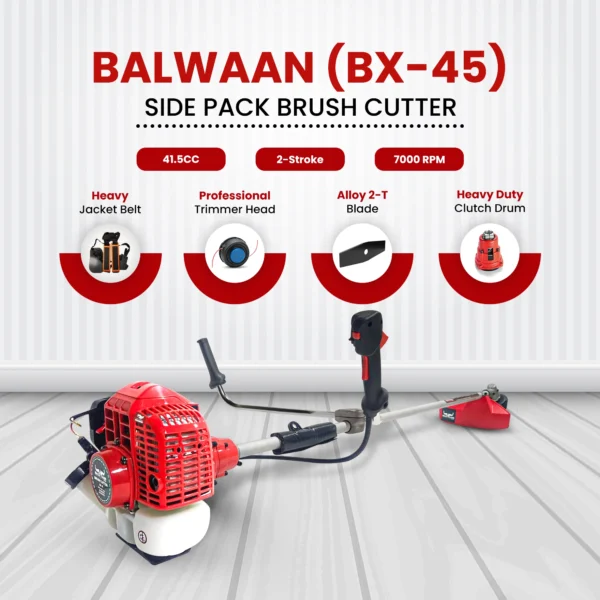 Balwaan BX‑45 Side Pack Brush Cutter (45cc, 2-Stroke Engine, Heavy-Duty Agricultural Use) - Image 4