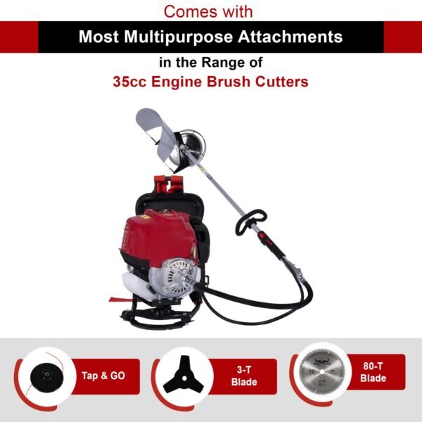 Balwaan 35cc Backpack Brush Cutter (BX-35B | 2-Stroke Engine, Crop & Grass Cutter with Multiple Blades) - Image 3