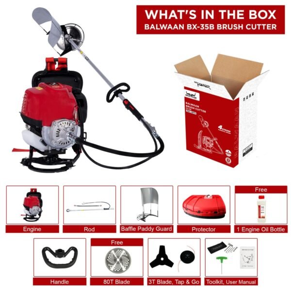 Balwaan 35cc Backpack Brush Cutter (BX-35B | 2-Stroke Engine, Crop & Grass Cutter with Multiple Blades) - Image 8