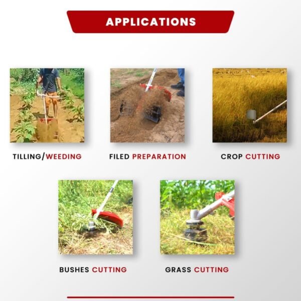 Balwaan BX‑35T Backpack Brush Cutter with Tiller Attachment (35cc, 2-Stroke Engine, Dual-Function: Grass Cut & Soil Tilling) - Image 4