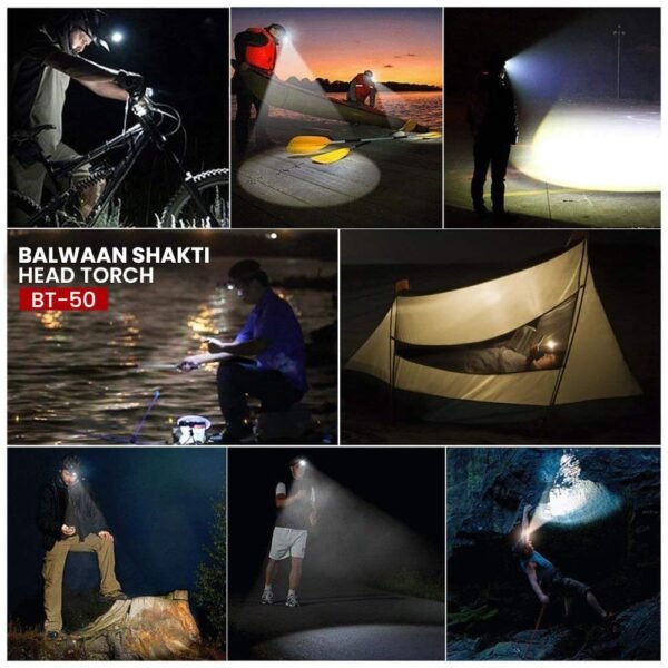 Balwaan Shakti LED Head Torch BT‑50 | 5 W SMD LED, 2000 mAh Li‑ion Battery, USB Rechargeable - Image 4