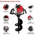 Balwaan BE-63 Earth Auger with 8 & 12 inch Planter | 63 cc 2 Stroke Powerful Heavy Duty Petrol Engine | Suitable for Digging Holes, Plantation & Fencing Purpose - Image 3