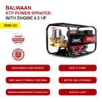 Balwaan BHE‑33 HTP Power Sprayer | 6.5 HP 4-Stroke Petrol Engine, Brass 3-Piston HTP Pump, 50 m Hose - Image 2