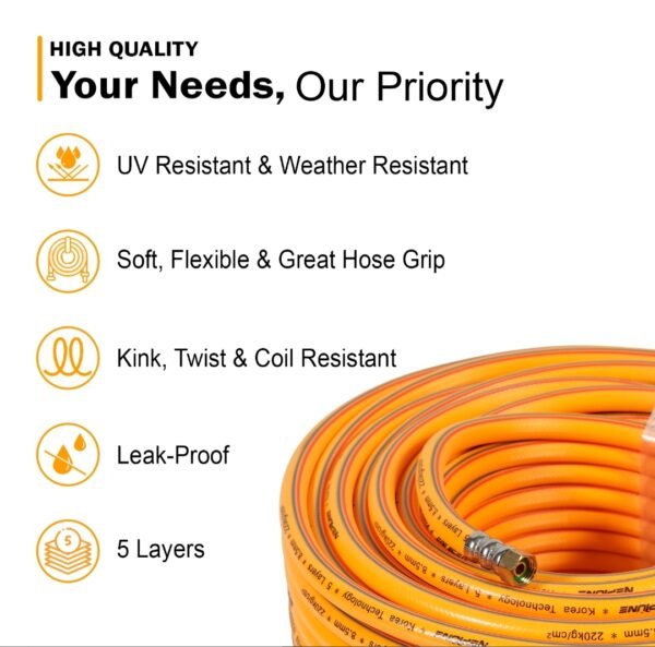 Neptune 8.5 mm 5‑Layer Heavy Duty PVC Hose Pipe – 50 Metre & 100 Metre | Flexible, Durable, High-Pressure Water Hose - Image 4