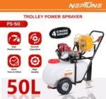 Neptune PS‑50 Portable Trolley Power Sprayer (26 cc 2‑Stroke Petrol Engine, 50 L Tank, 6–8 L/min Flow) - Image 4