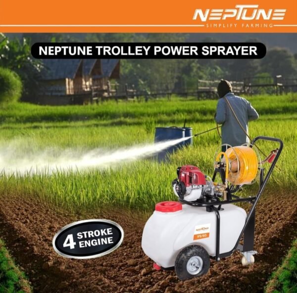 Neptune PS‑50 Portable Trolley Power Sprayer (26 cc 2‑Stroke Petrol Engine, 50 L Tank, 6–8 L/min Flow) - Image 9