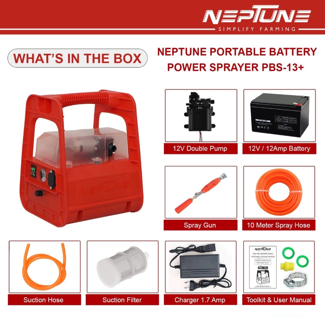 Oplus_16777216 Neptune PBS-13 Plus Double Pump Battery Sprayer – 12V 12Ah | 16L Tank | High Pressure Dual Motor - Image 5