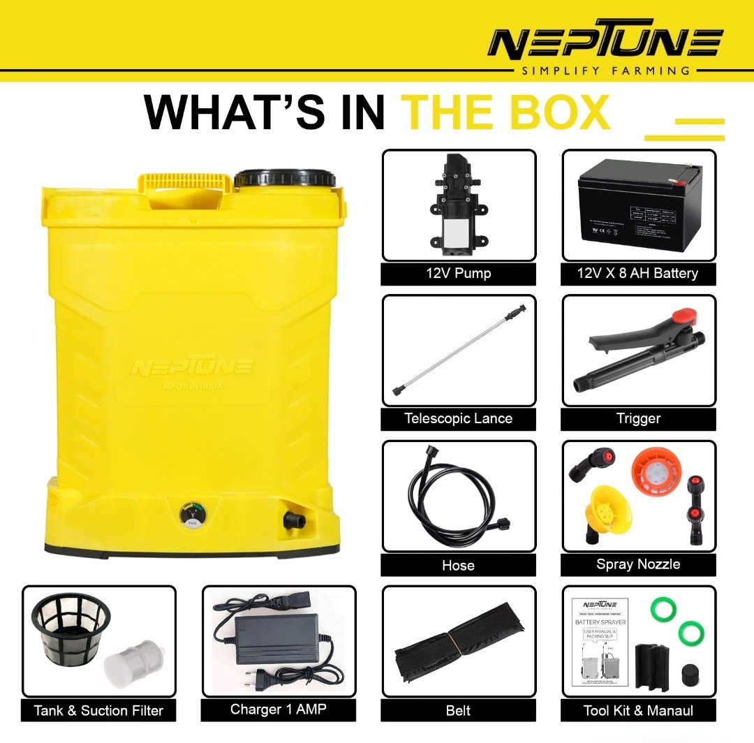 Oplus_16777216 Neptune CK-12 Knapsack Battery Sprayer – 12V 8Ah | 20L Tank | High-Pressure Knapsack Sprayer Pump - Image 4