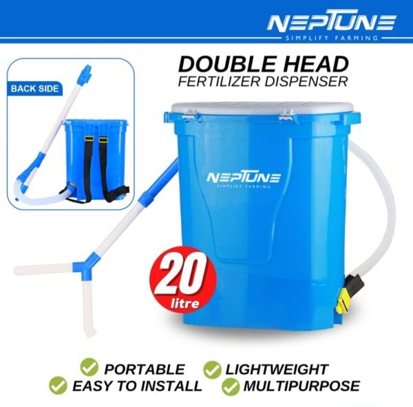 Neptune Backpack Double‑Head Manual Fertilizer Dispenser (20 L Tank, Ergonomic Design) - Image 3