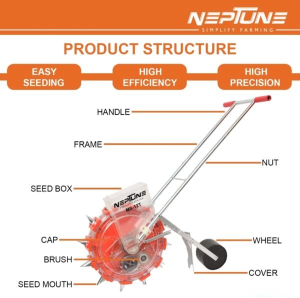 Neptune Manual Seeder MS‑12T (Hand-Operated, 12‑Teeth Roller Seeder) - Image 4