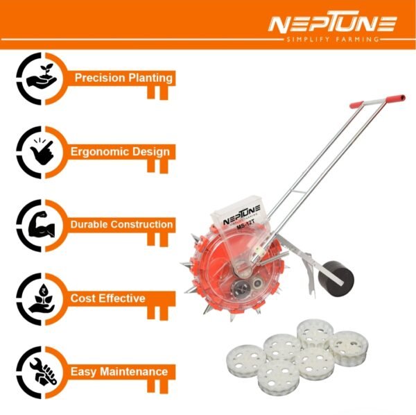 Neptune Manual Seeder MS‑12T (Hand-Operated, 12‑Teeth Roller Seeder) - Image 3