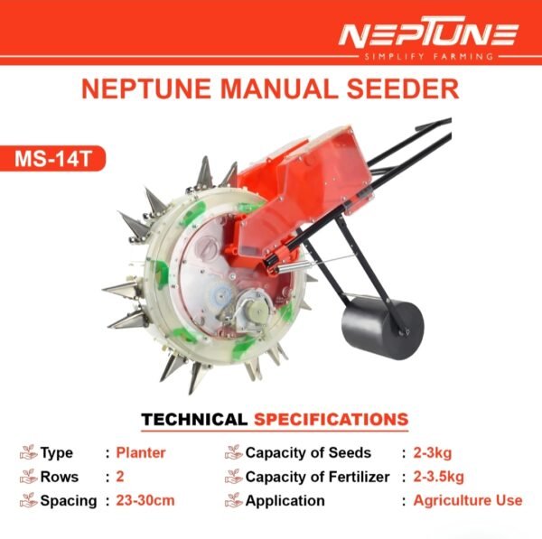 Neptune MS‑14T 14‑Teeth Manual Seeder (Hand‑Operated Roller Seeder for Precise Single‑Row Planting) - Image 2