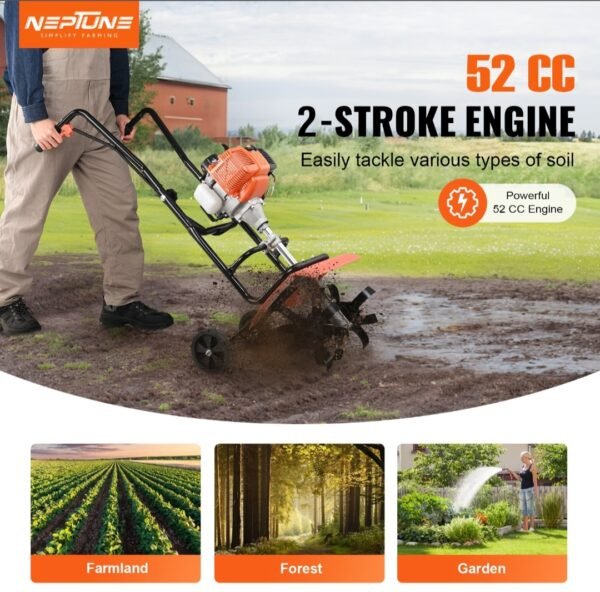 Neptune NC‑52T 52 cc 2‑Stroke Petrol Mini Tiller (25 cm Width, 10–12 cm Depth) - Image 5