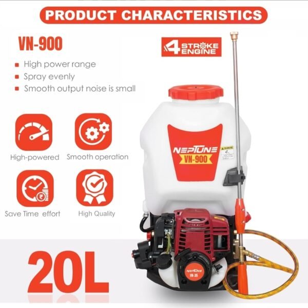 Neptune VN‑900 4-Stroke Knapsack Power Sprayer (35cc Petrol Engine, Brass Pump, 50 PSI, High Pressure) - Image 5