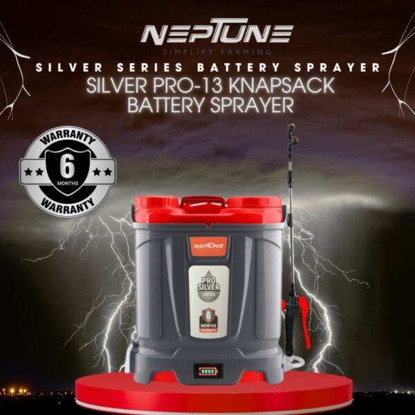 Neptune Silver Pro-13 Knapsack Battery Sprayer – 12V 12AH | 18L Tank | High Pressure | For Agriculture & Garden Use - Image 4