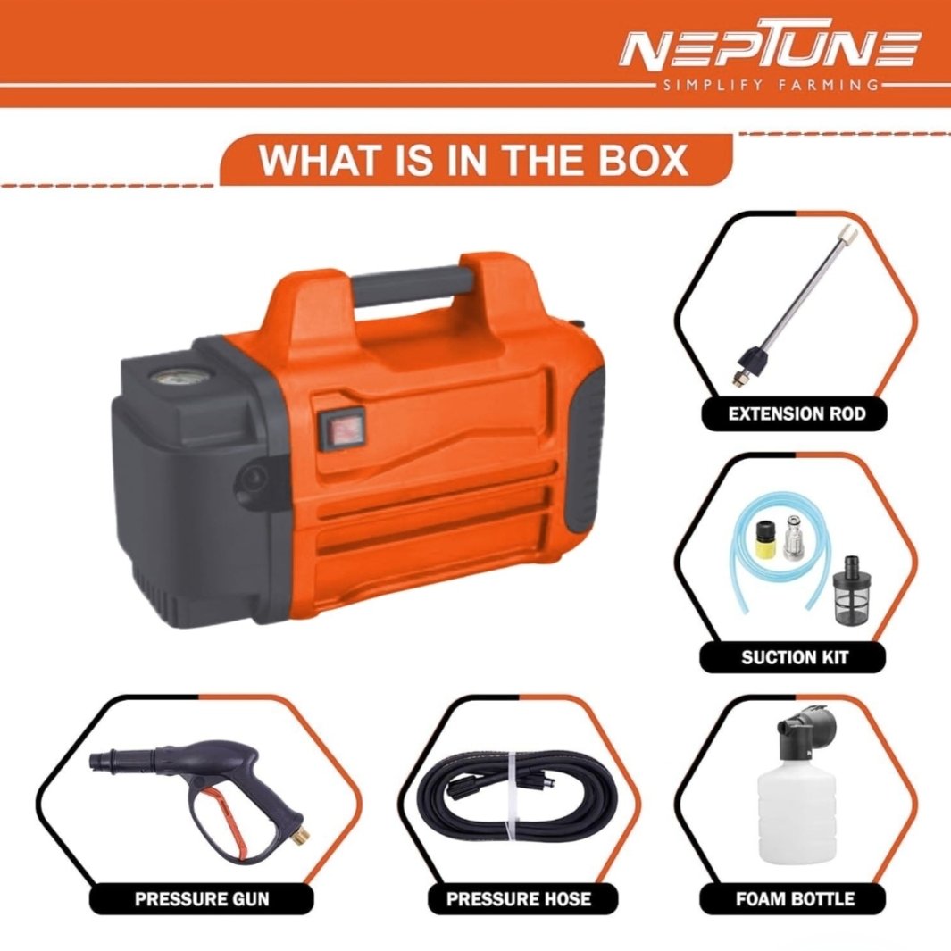 Oplus_16777216 Neptune High Pressure Car Washer NPW‑1000FX (2000 W Motor, 140 Bar Pressure, 12 L/min Flow, 6 m Hose, Angle‑Adjustable Nozzle) - Image 4