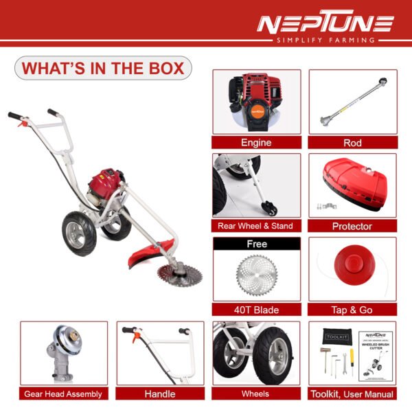 Neptune BC‑360 35cc 4‑Stroke Side-Pack Brush Cutter (Petrol Engine, Loop Handle, Heavy-Duty) - Image 8