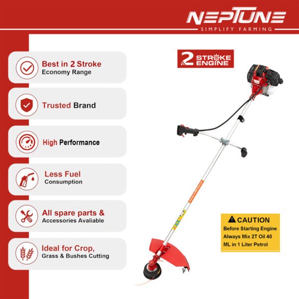 Neptune BC‑520 52cc Side-Pack Petrol Brush Cutter (2‑Stroke Engine, Loop Handle, Heavy-Duty Performance) - Image 4