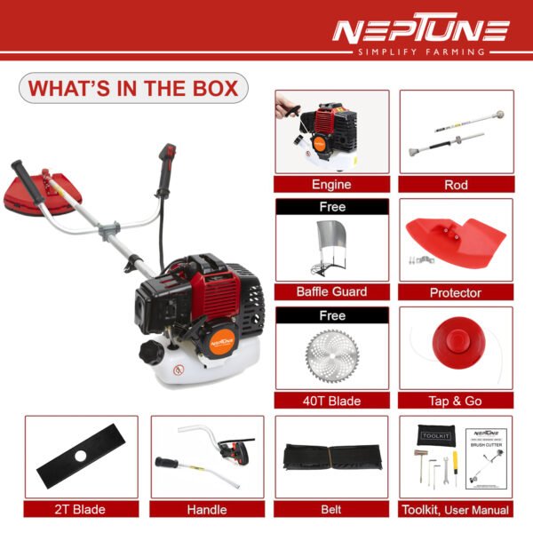 Neptune BC‑520 52cc Side-Pack Petrol Brush Cutter (2‑Stroke Engine, Loop Handle, Heavy-Duty Performance) - Image 5
