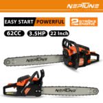 Neptune CS‑62 Heavy-Duty 62cc Petrol Chainsaw (2-Stroke, 22″ Guide Bar, Professional Wood Cutter) - Image 3