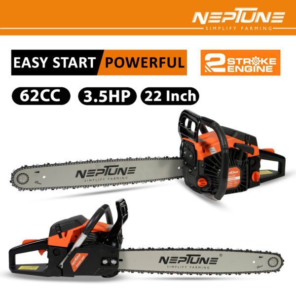 Neptune CS‑62 Heavy-Duty 62cc Petrol Chainsaw (2-Stroke, 22″ Guide Bar, Professional Wood Cutter) - Image 3