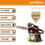 Neptune CS‑62 Heavy-Duty 62cc Petrol Chainsaw (2-Stroke, 22″ Guide Bar, Professional Wood Cutter) - Image 4