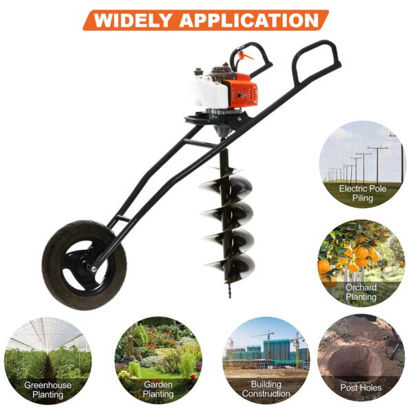 Neptune AG‑62T Trolley Earth Auger (63cc 2‑Stroke Petrol Engine, 12″ Drill Bit, Single‑Person Operated) - Image 5