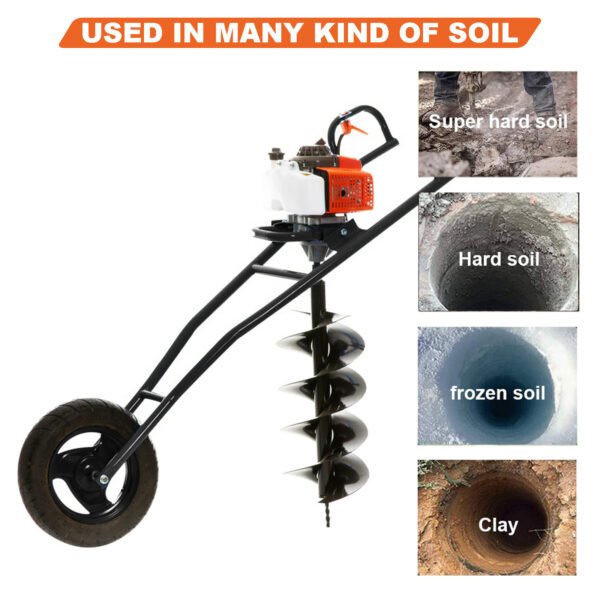 Neptune AG‑62T Trolley Earth Auger (63cc 2‑Stroke Petrol Engine, 12″ Drill Bit, Single‑Person Operated) - Image 6