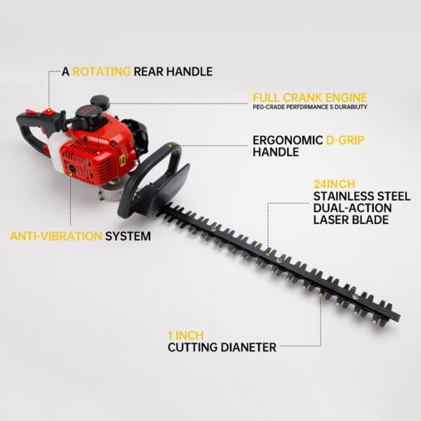 Neptune HT‑600 2‑Stroke Petrol Hedge Trimmer (25.6 cc Engine, 24″ Dual‑Action Blade, Lightweight & Powerful) - Image 2