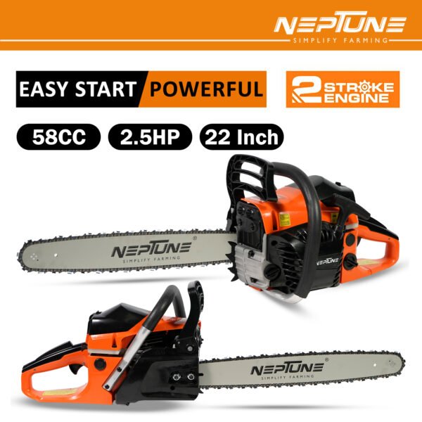Neptune CS‑58 22″ Petrol Chain Saw (2‑Stroke Engine, Heavy-Duty Bar, Easy Start) - Image 3