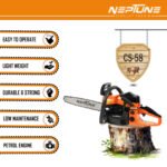Neptune CS‑58 22″ Petrol Chain Saw (2‑Stroke Engine, Heavy-Duty Bar, Easy Start) - Image 4