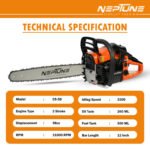 Neptune CS‑58 22″ Petrol Chain Saw (2‑Stroke Engine, Heavy-Duty Bar, Easy Start) - Image 5