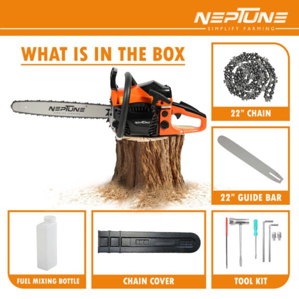 Neptune CS‑58 22″ Petrol Chain Saw (2‑Stroke Engine, Heavy-Duty Bar, Easy Start) - Image 6