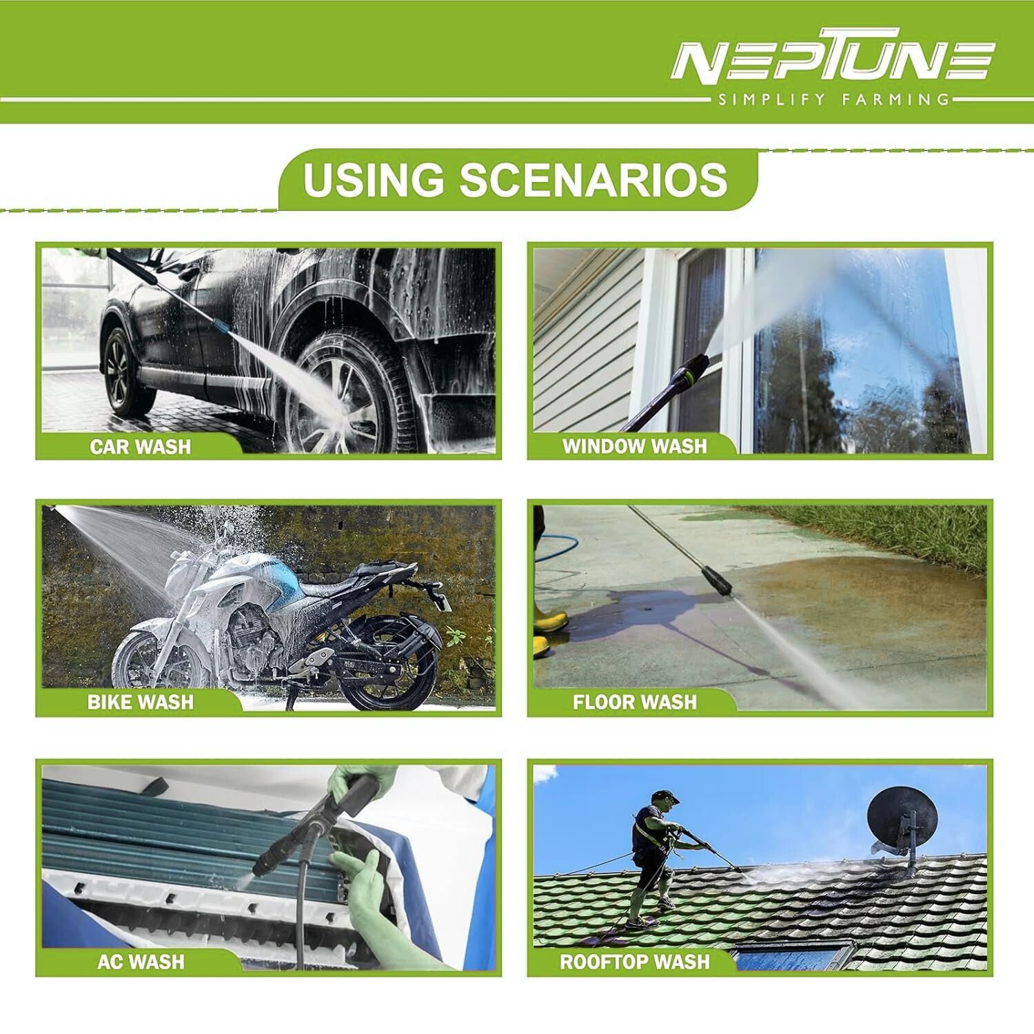 1800 watt motor & 135 bars pressure - 7 Neptune High Pressure Car Washer (1800 W, 135 Bar, 10 L/min, 6 m Hose, Angle‑Adjustable Nozzle) - Image 8