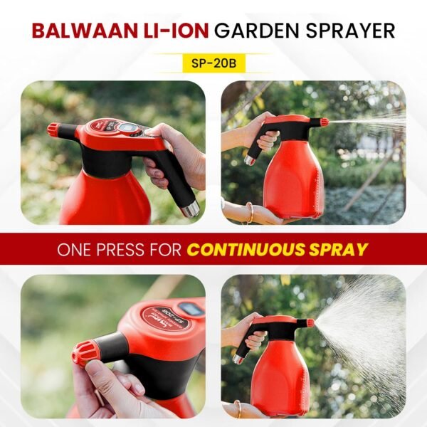 Balwaan SP-20B | 2L Battery Sprayer With Li-ion Battery, 3.7V, USB Rechargeable, Dual Spray Mode - Image 7
