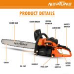 Neptune CS‑58M Magnesium-Body 22″ Petrol Chain Saw (2‑Stroke Engine, Heavy-Duty Bar, Easy Start)) - Image 2