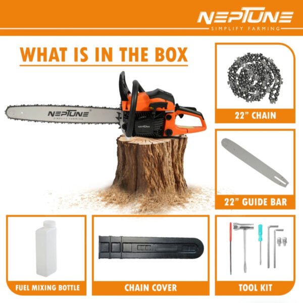 Neptune CS‑58M Magnesium-Body 22″ Petrol Chain Saw (2‑Stroke Engine, Heavy-Duty Bar, Easy Start)) - Image 4