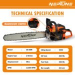 Neptune CS‑58M Magnesium-Body 22″ Petrol Chain Saw (2‑Stroke Engine, Heavy-Duty Bar, Easy Start)) - Image 6