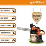 Neptune CS‑58M Magnesium-Body 22″ Petrol Chain Saw (2‑Stroke Engine, Heavy-Duty Bar, Easy Start)) - Image 5