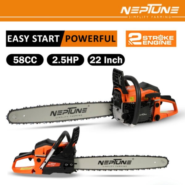 Neptune CS‑58M Magnesium-Body 22″ Petrol Chain Saw (2‑Stroke Engine, Heavy-Duty Bar, Easy Start)) - Image 3
